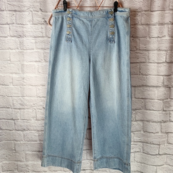LOFT Wide Leg Crop Sailor Jeans Sz 30 - NWOT - Picture 1 of 6